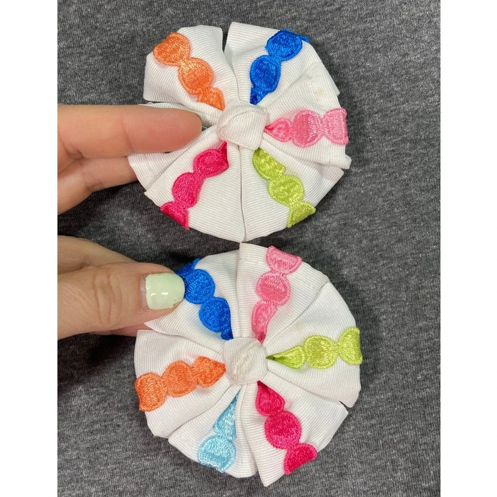 Gymboree Girls 3T Rainbow Polka Dot Stripe Dress Set Bloomers Sandals Hair Clips